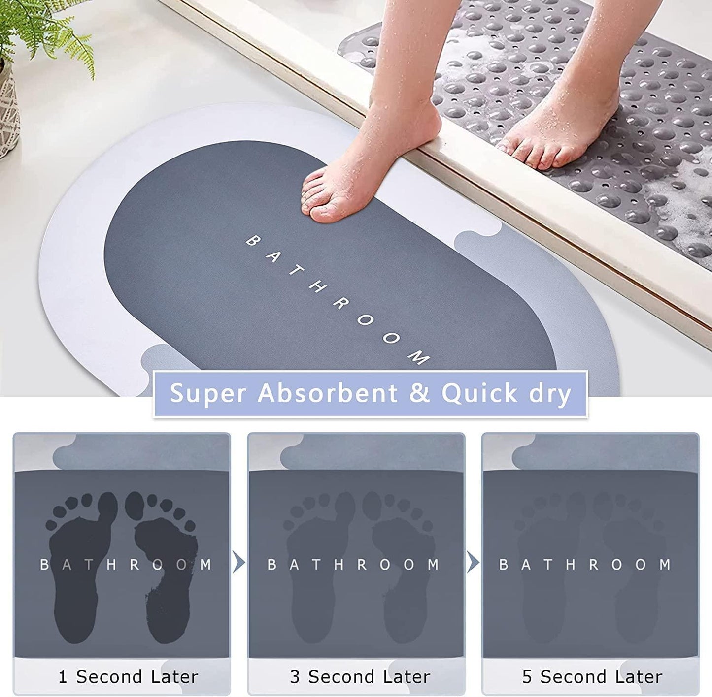UZQIC AquaShield Quick Drying Bath Mat