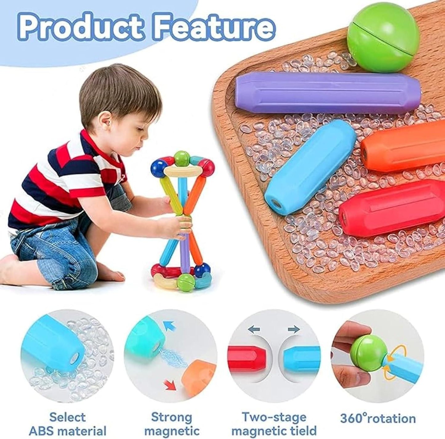 Magnetic Build & Play Blocks - 36 pcs Building Set for Kids