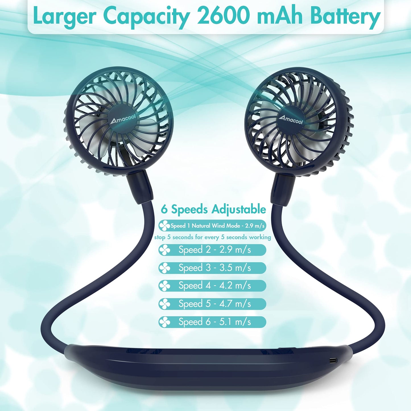 Hands-Free Neckband Fan