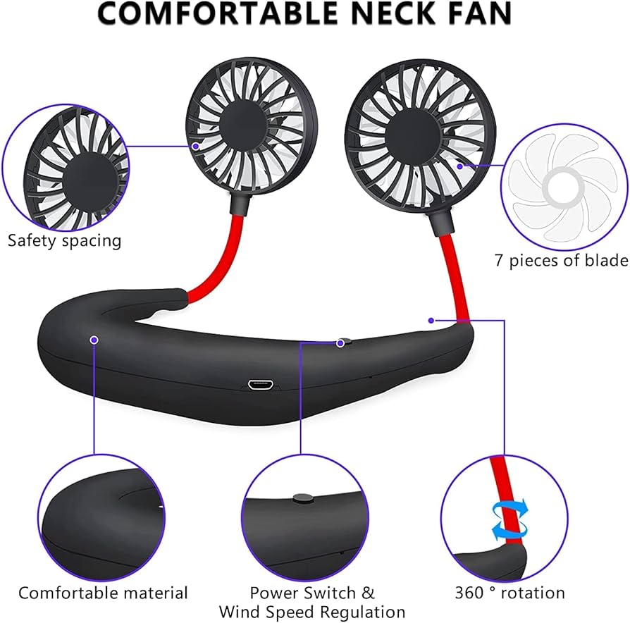 Hands-Free Neckband Fan